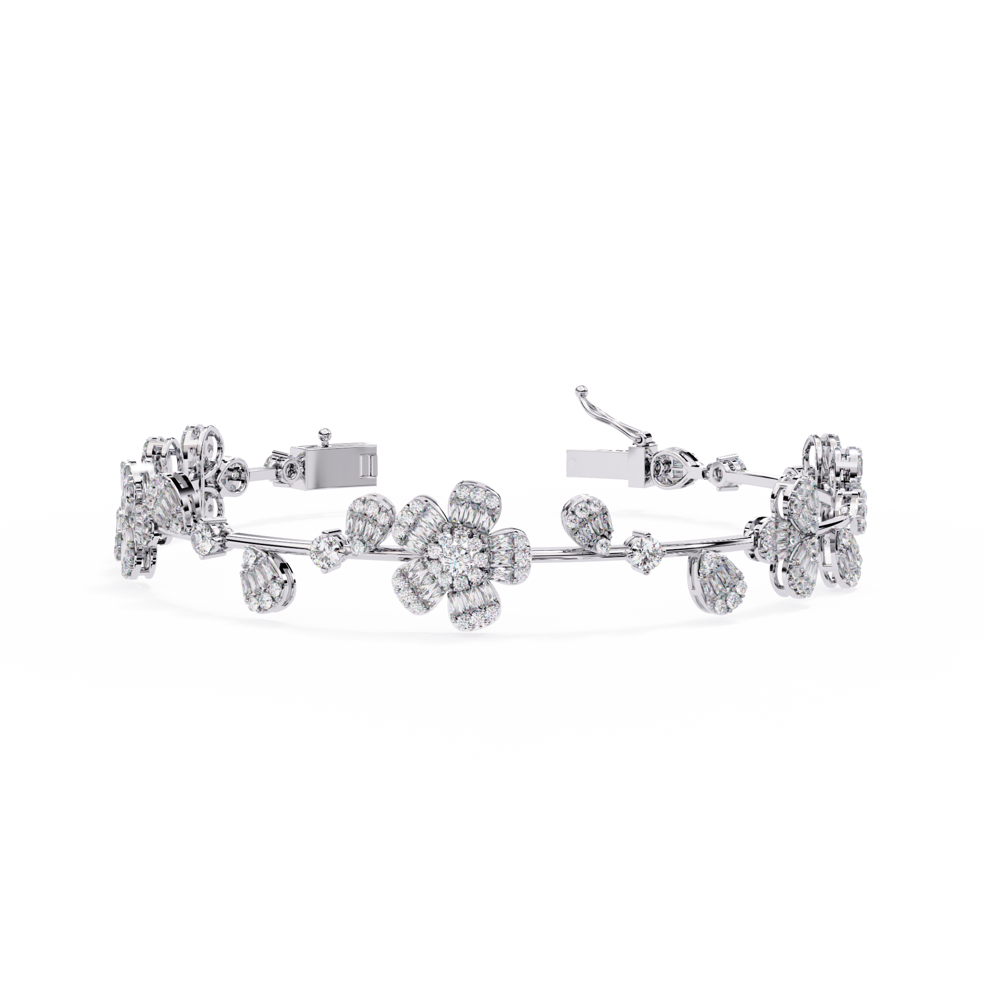 Solitairekart 2.36ct Floral Diamond Gold Bracelet-HI Color, VS-SI Clarity